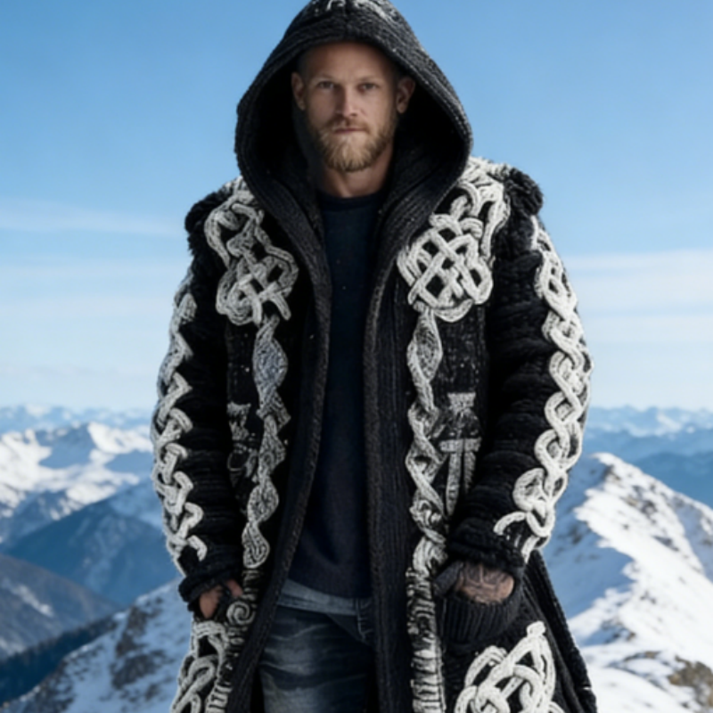 Viking Inspired Celtic Knot Winter Coat Heavy Duty Warmth & Norse Mythology Style for Cold Climates M-3XL