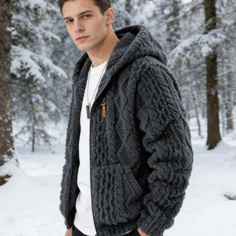 Men's Fleece Hooded Zip-Up Jacket, Polar Fleece Lined, Casual Winter Coat, Warm & Stylish S-2XL