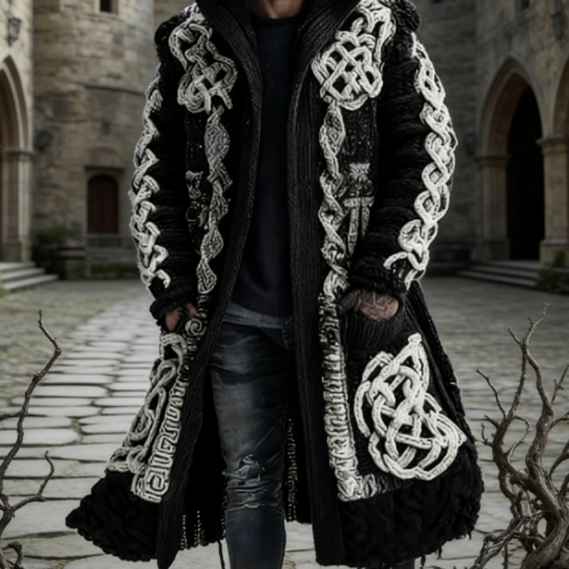 Viking Inspired Celtic Knot Winter Coat Heavy Duty Warmth & Norse Mythology Style for Cold Climates M-3XL