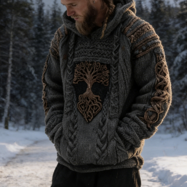 Fall&Winter Hooded Knit Sweater – 3D Digital Print Unisex Crew Neck Pullover Top S-5XL