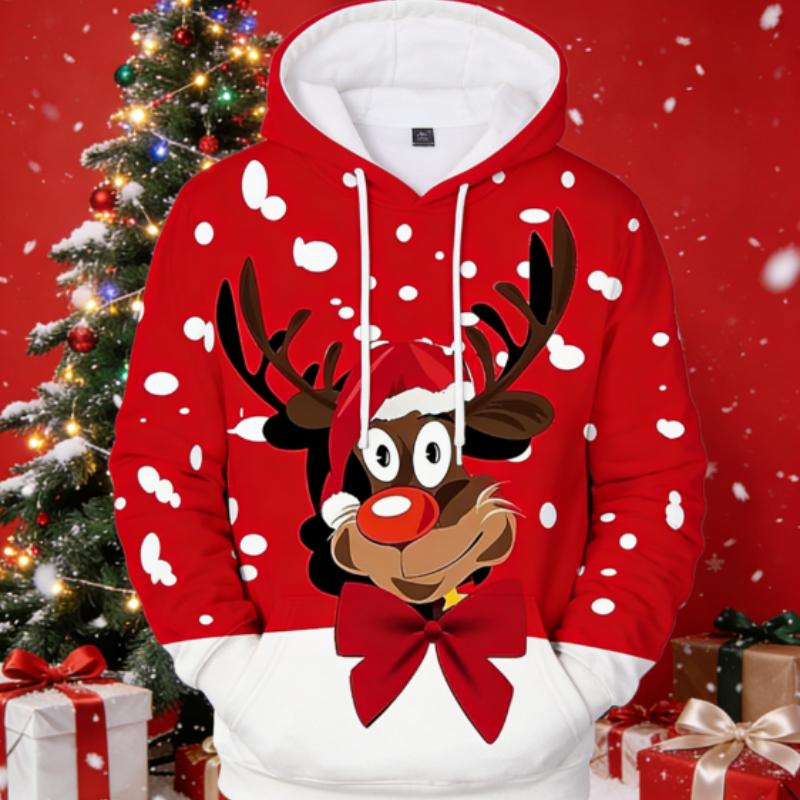 Men's Ugly Christmas Sweater Fun 3D Print Hip Hop Style Holiday Pullover Sweatshirt with Pockets Festive Casual Xmas Crewneck for Guys 2XS-5XL