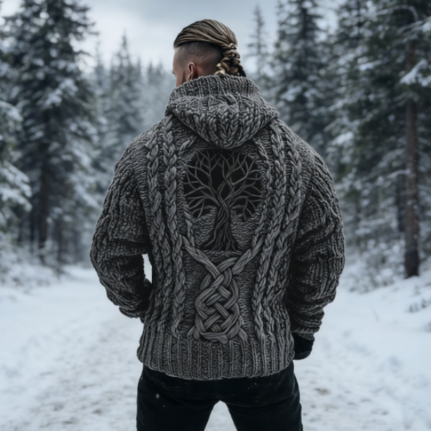 Fall&Winter Hooded Knit Sweater – 3D Digital Print Unisex Crew Neck Pullover Top S-5XL