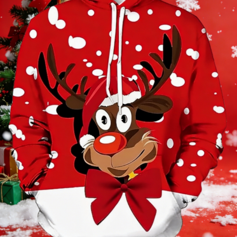 Men's Ugly Christmas Sweater Fun 3D Print Hip Hop Style Holiday Pullover Sweatshirt with Pockets Festive Casual Xmas Crewneck for Guys 2XS-5XL