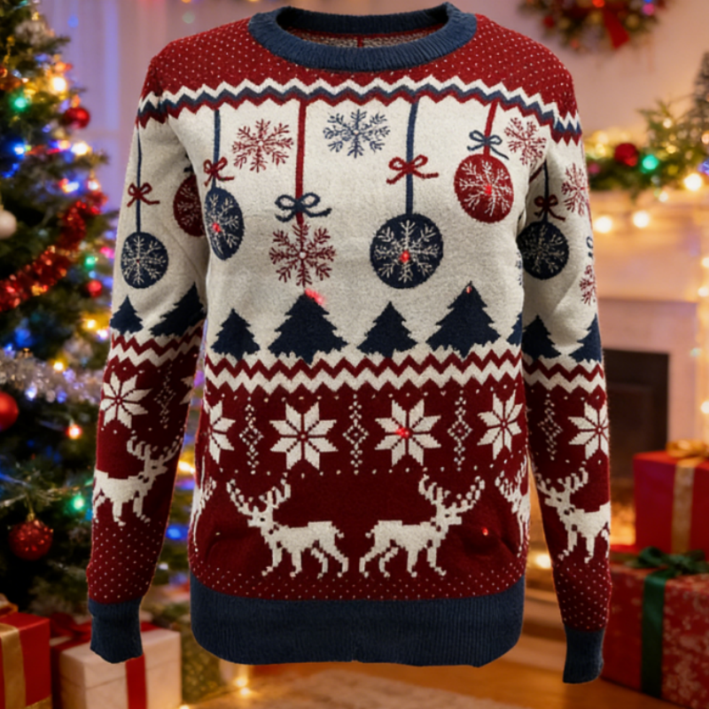 Ugly Christmas Sweater Snowflake Pattern Knit Pullover Jacquard Acrylic Long Sleeve Festive Holiday Casual Sweater M-3XL