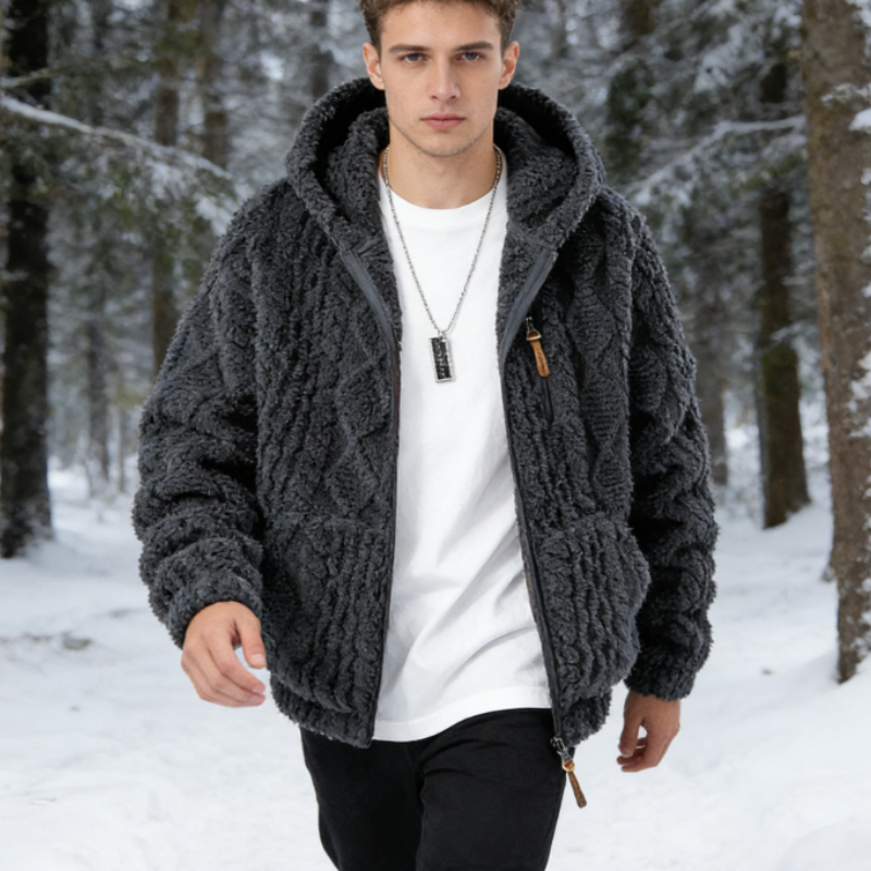 Men's Fleece Hooded Zip-Up Jacket, Polar Fleece Lined, Casual Winter Coat, Warm & Stylish S-2XL