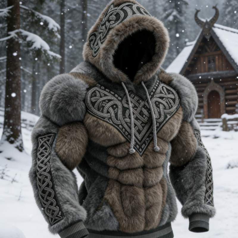 Men’s Casual Athletic Hoodie Muscular Chest Design Flannel Pullover Sweatshirt S-5XL