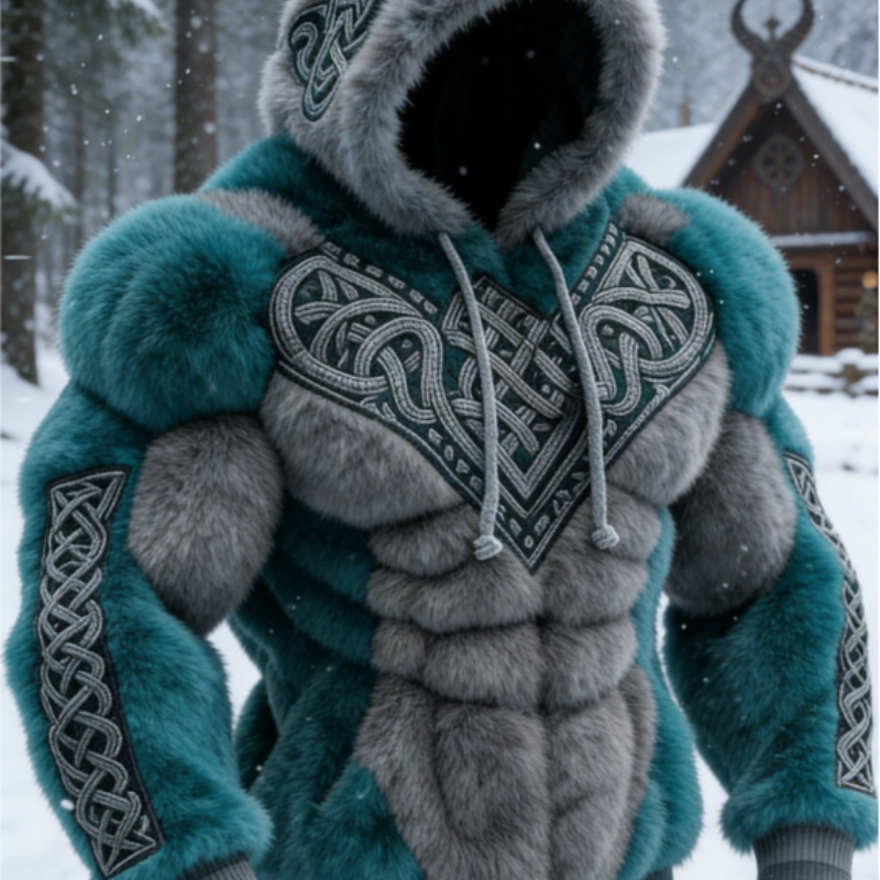 Men’s Casual Athletic Hoodie Muscular Chest Design Flannel Pullover Sweatshirt S-5XL