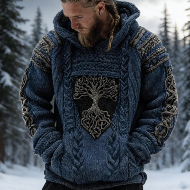 Fall&Winter Hooded Knit Sweater – 3D Digital Print Unisex Crew Neck Pullover Top S-5XL