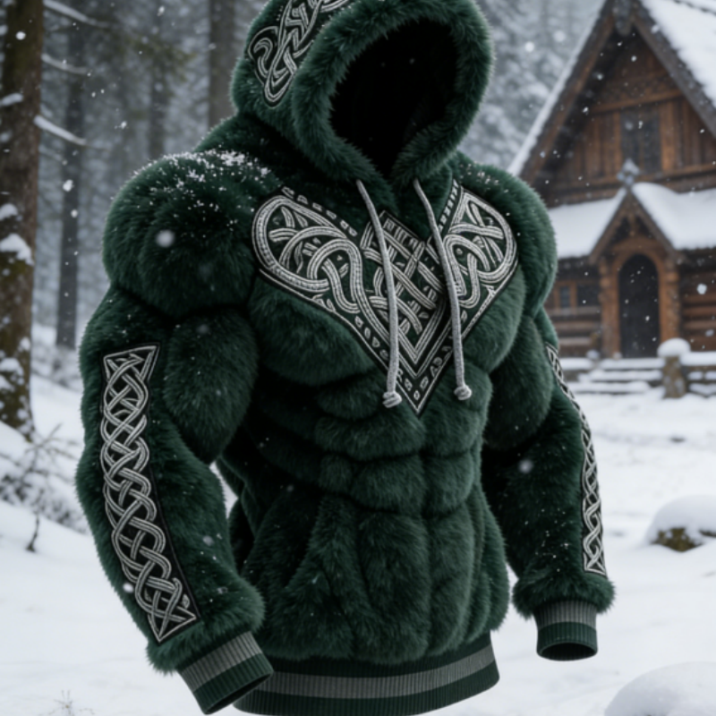 Men’s Casual Athletic Hoodie Muscular Chest Design Flannel Pullover Sweatshirt S-5XL